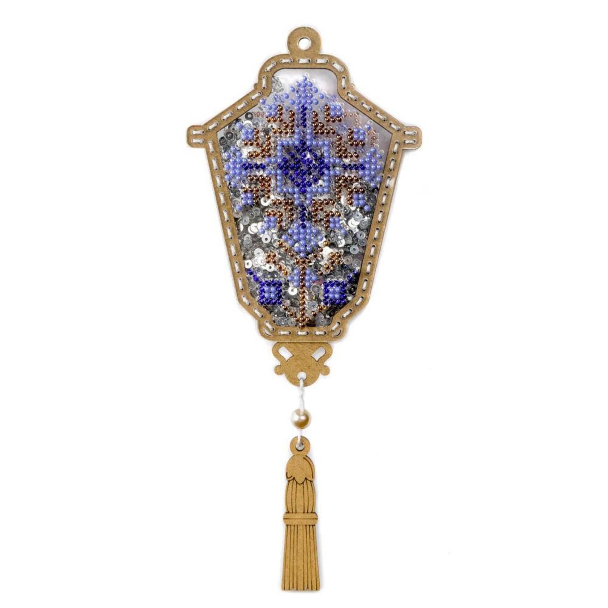 Wonderland Crafts Blue Lantern Christmas Ornament Bead Embroidery Kit